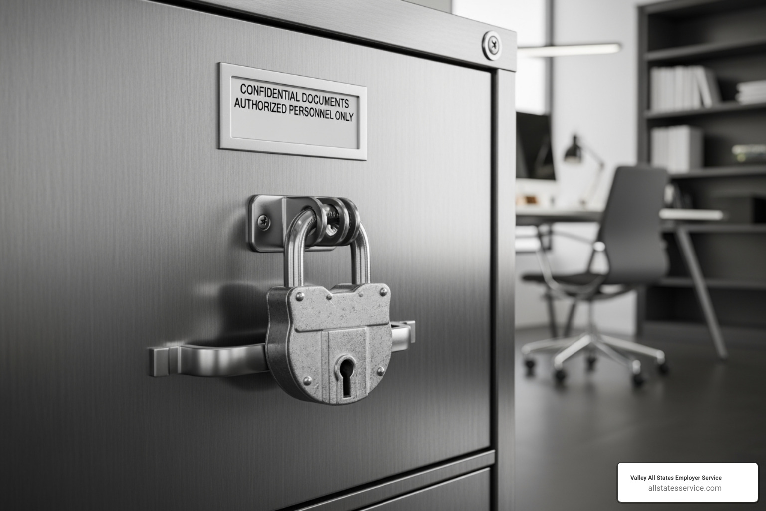 Image of a file cabinet with a lock, symbolizing secure I-9 storage - what is i 9 form needed for