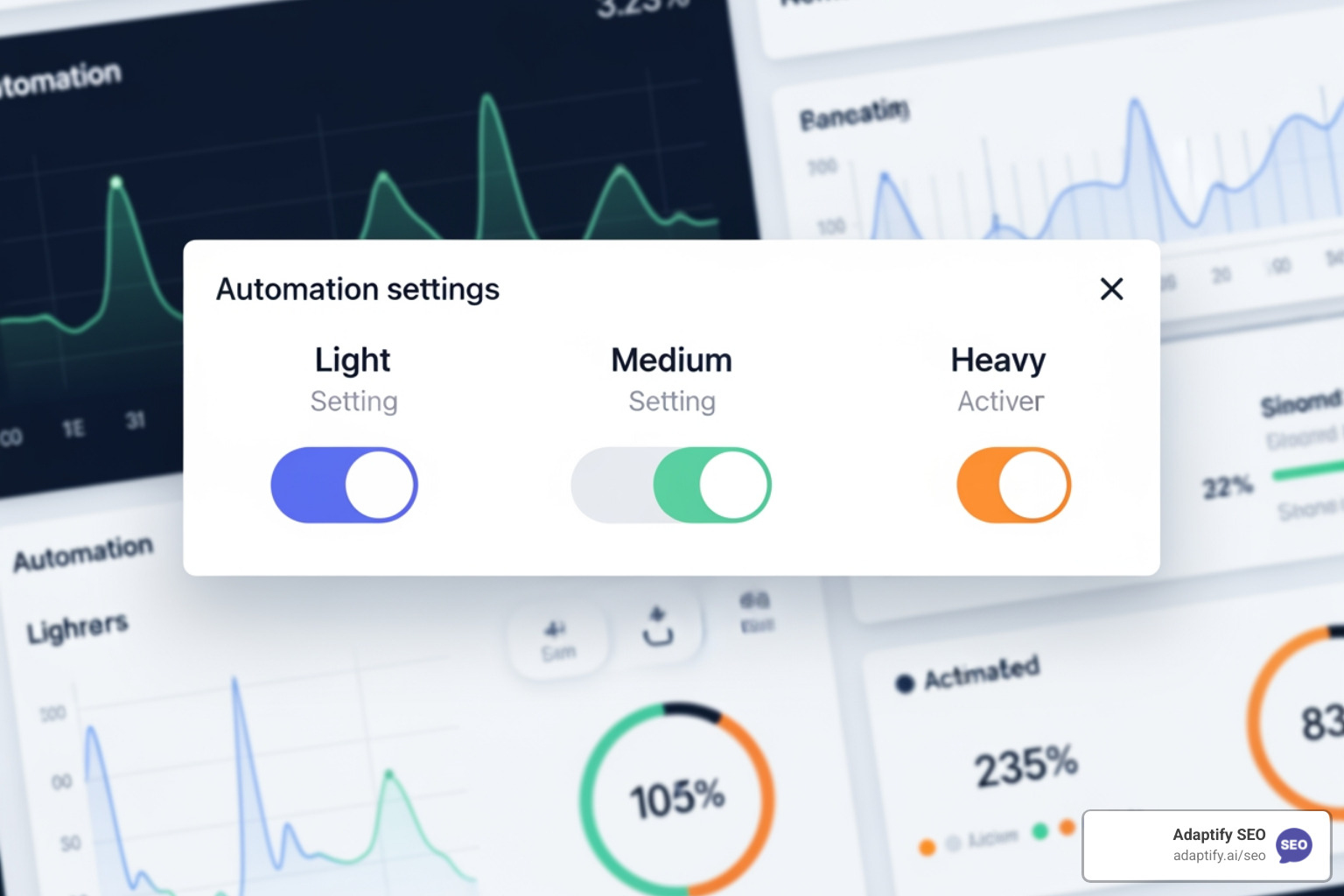 a dashboard with different levels of automation settings - Automate blog content