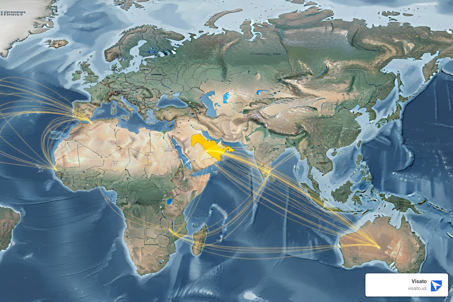 A world map with arrows pointing to and from Uzbekistan, labeled "Medical Travel" - uzbekistan medical visa