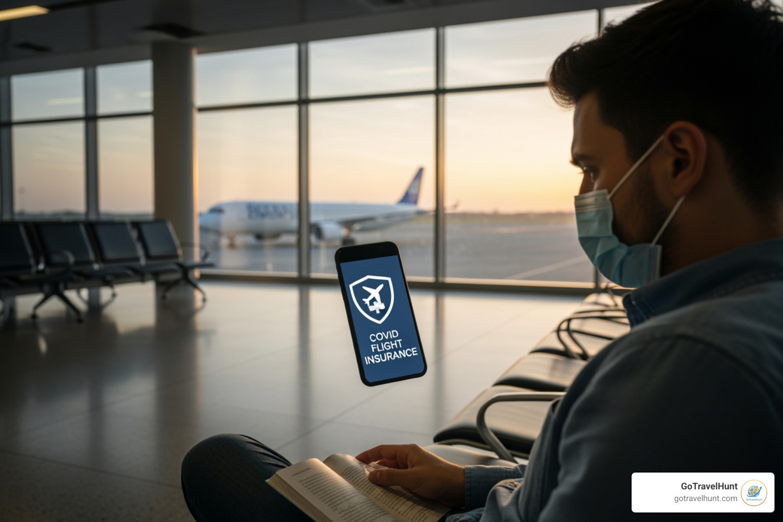 calendar with a flight icon crossed out - covid flight insurance