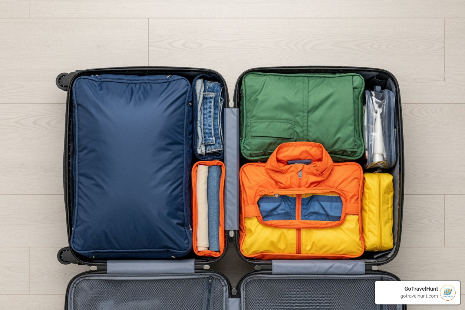 organized luggage with packing cubes - family vacation tips