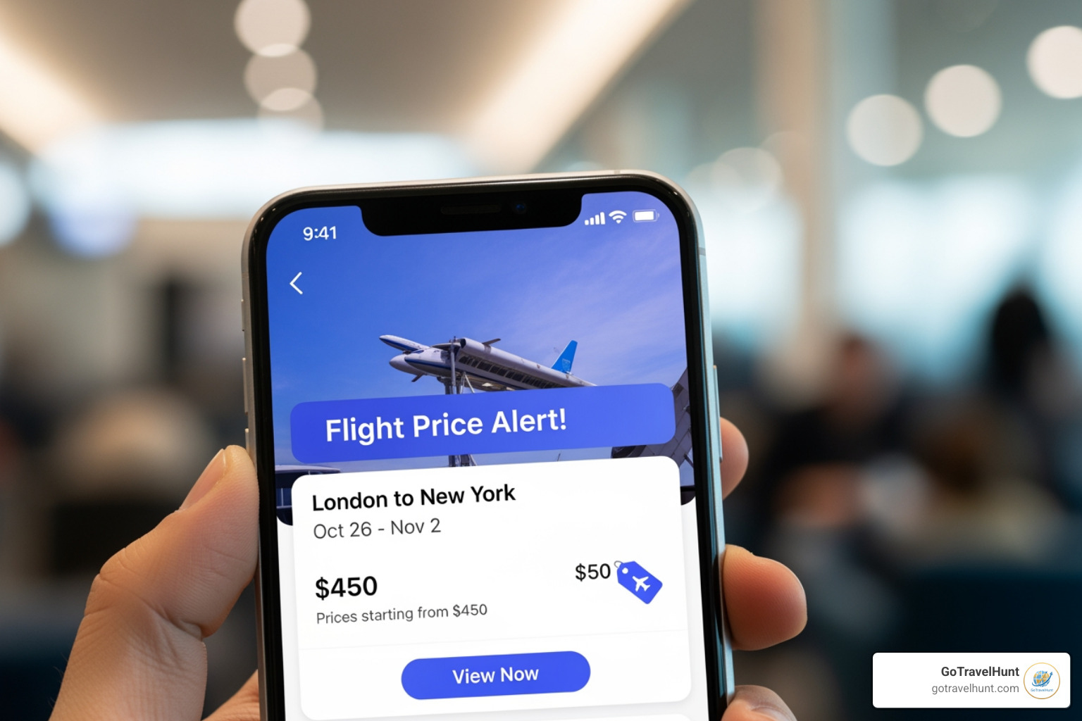 smartphone showing flight price alert - best travel booking sites smartphone showing flight price alert - best travel booking sites