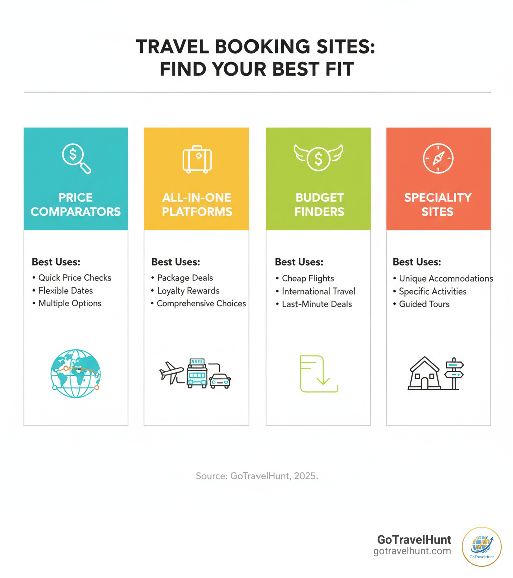 infographic showing types of travel booking sites and their best uses - best travel booking sites infographic infographic showing types of travel booking sites and their best uses - best travel booking sites infographic