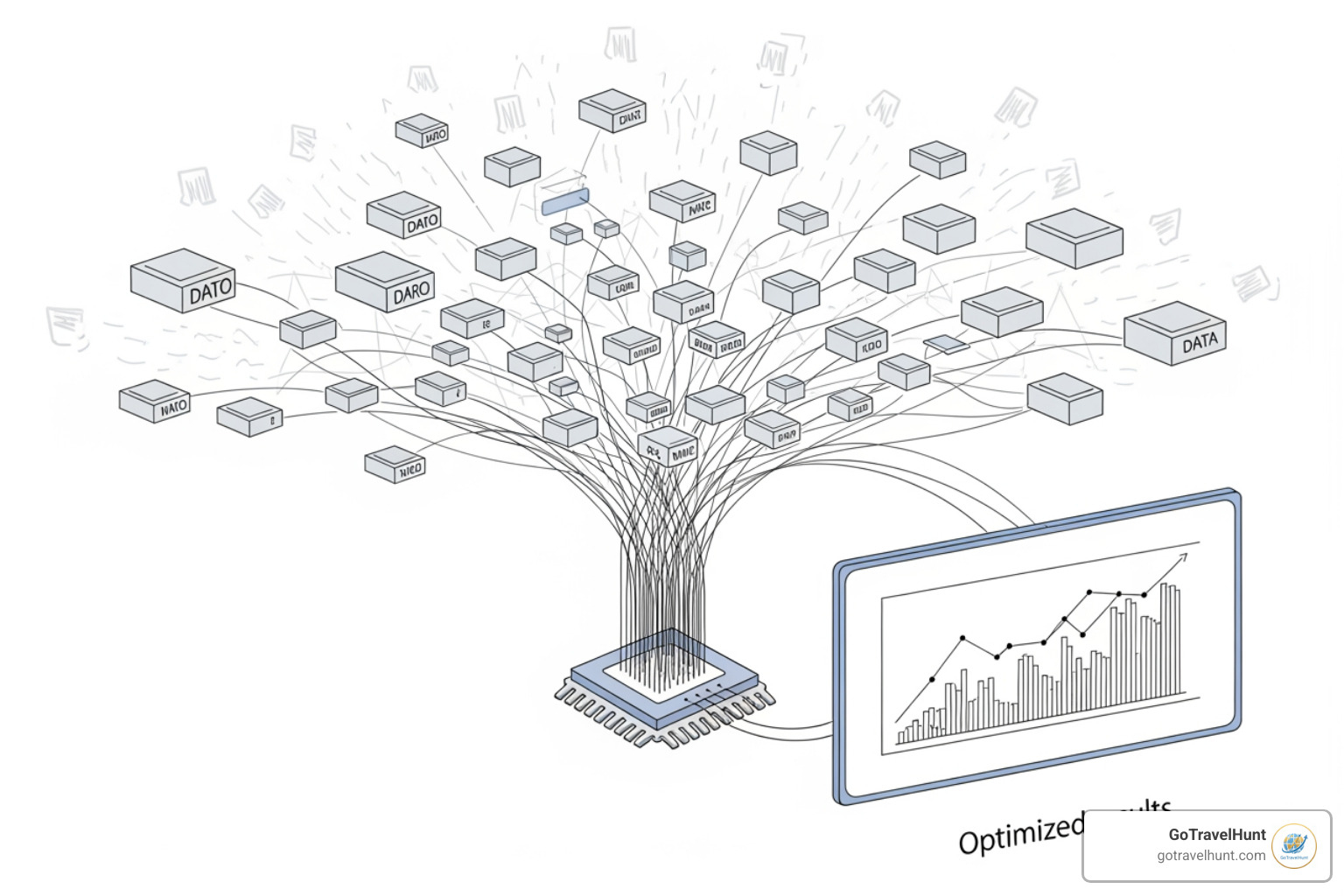 Flowchart showing how GoTravelHunt compares flight deals from multiple sources - cheapest airline booking site