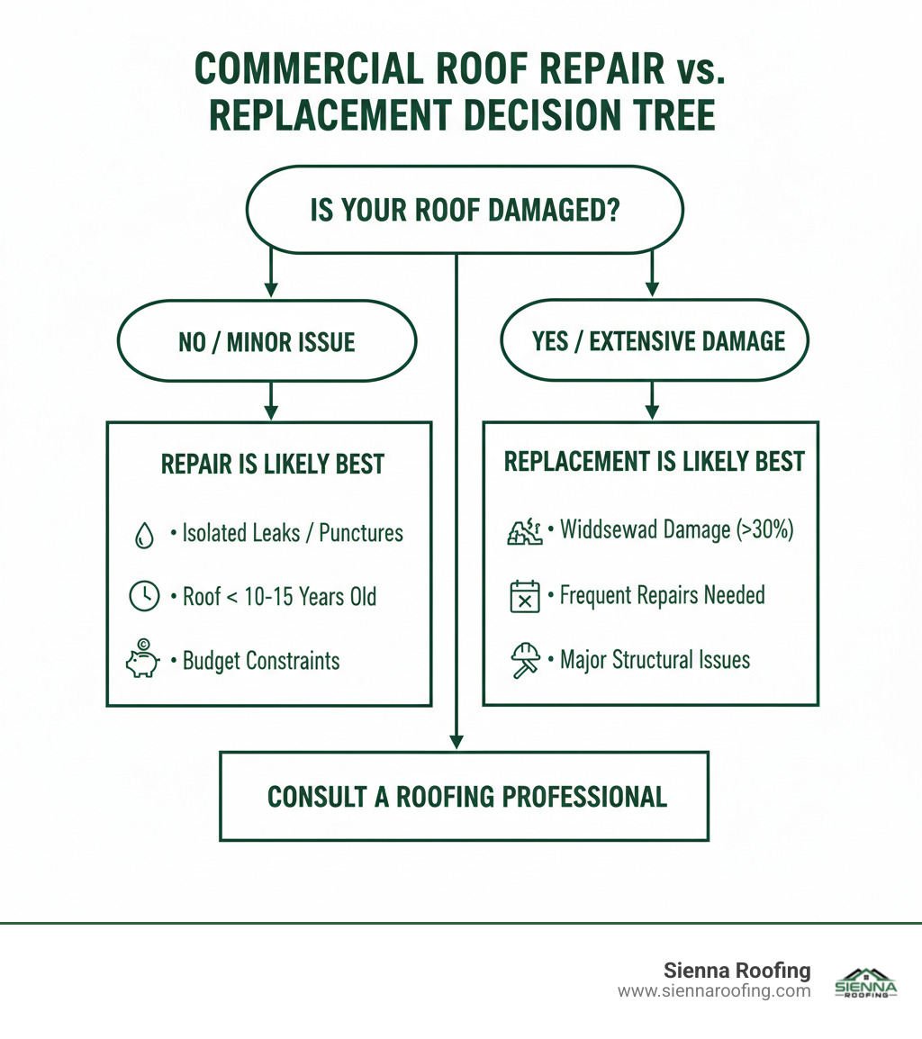 Infographic: Commercial Roof Repair vs. Replacement Decision Tree - roof repair infographic 