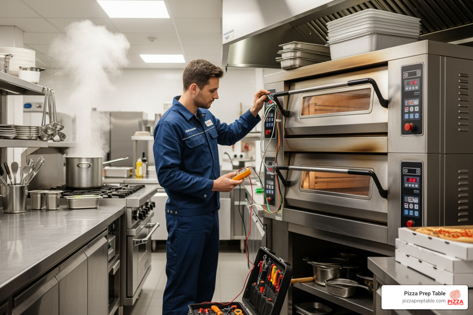 technician servicing a commercial pizza oven - commercial pizza ovens Boston