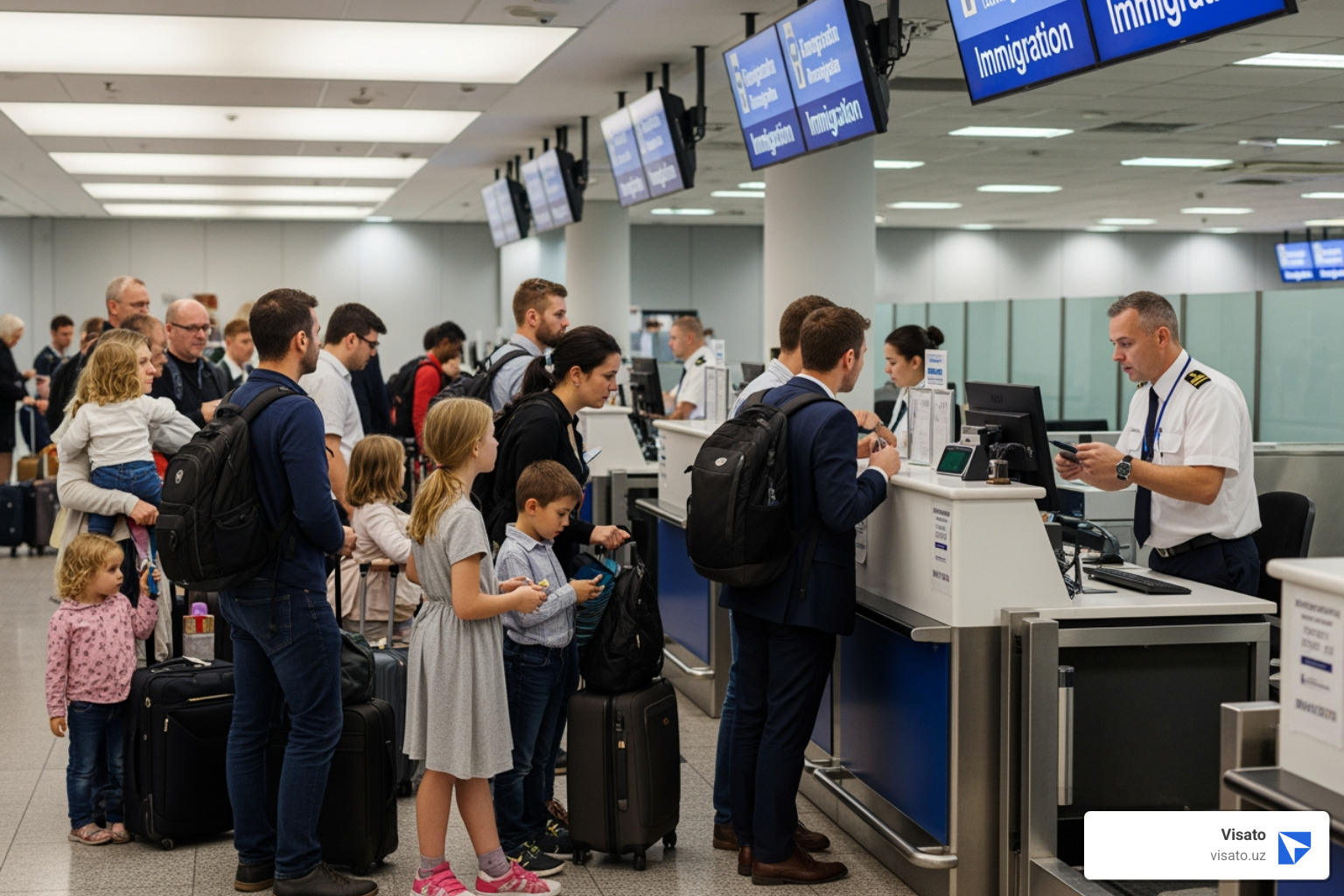 immigration counter at Tashkent International Airport - e visa mfa uz