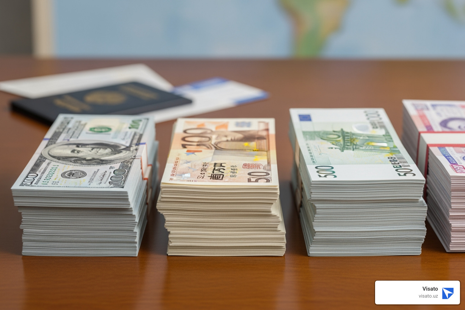 graphic showing the different e-visa fees - e visa mfa uz