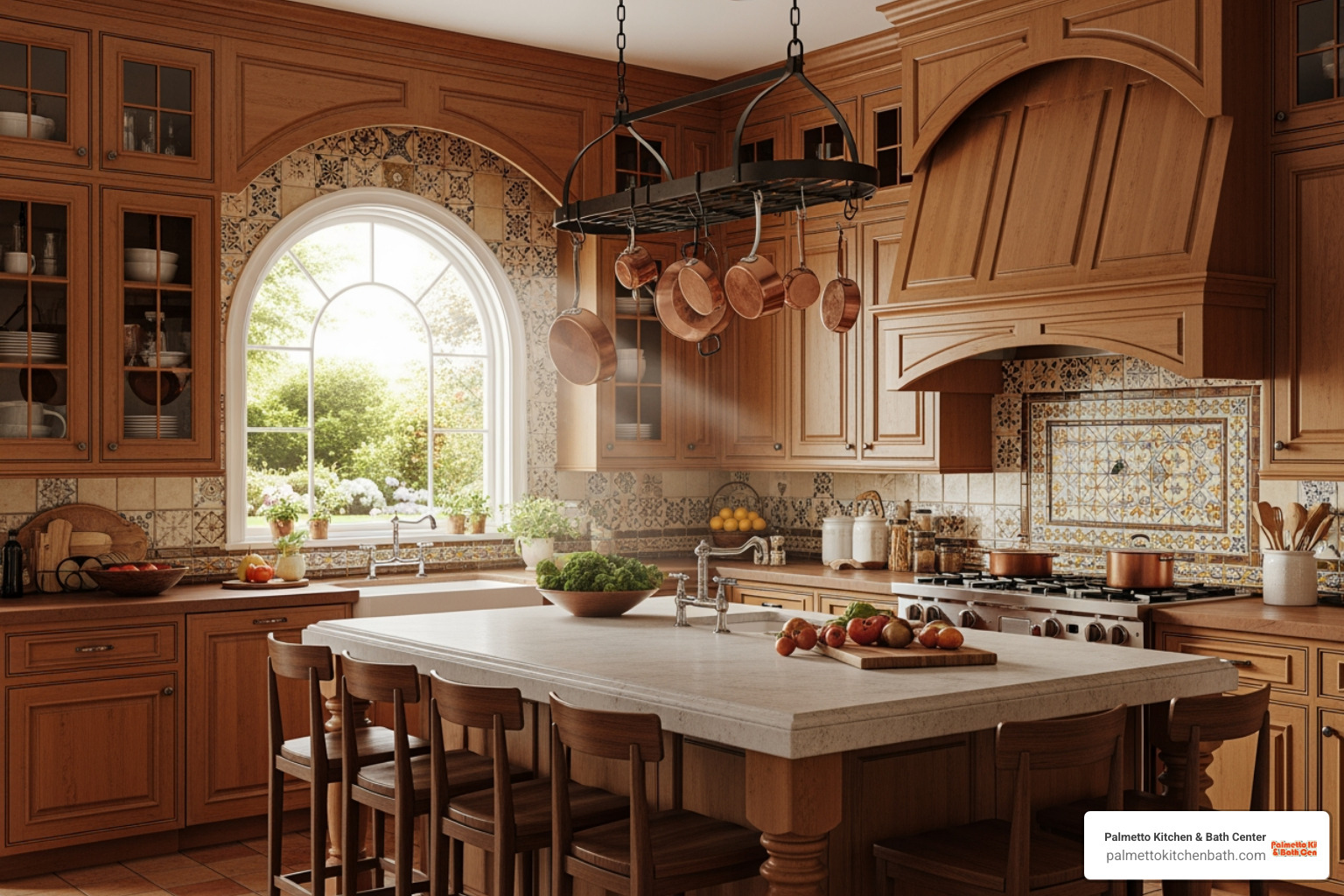 kitchen with arched details, warm wood, and patterned tile - florida kitchens kitchen with arched details, warm wood, and patterned tile - florida kitchens