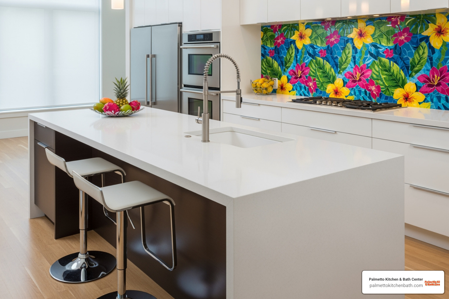 kitchen island with a bold, tropical-colored backsplash - florida kitchens kitchen island with a bold, tropical-colored backsplash - florida kitchens