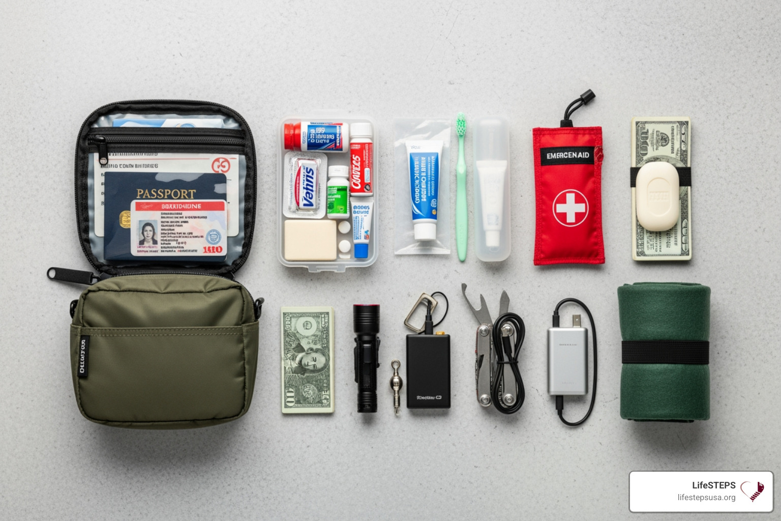 a simple "go-bag" with items like documents, medication, and basic toiletries - emergency housing for pregnant single mothers a simple "go-bag" with items like documents, medication, and basic toiletries - emergency housing for pregnant single mothers
