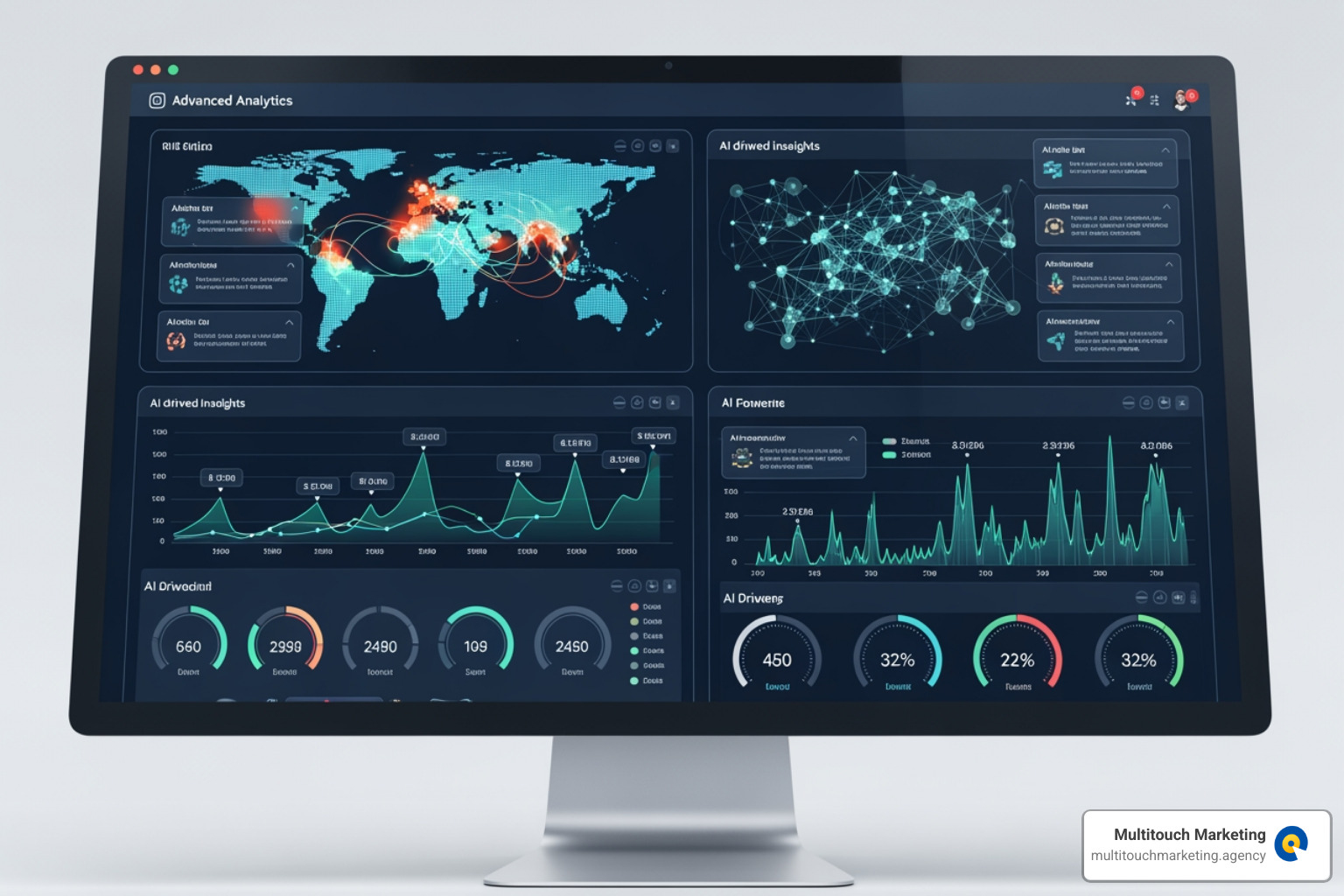 Computer screen showing an AI-powered analytics platform - Marketing spend analysis