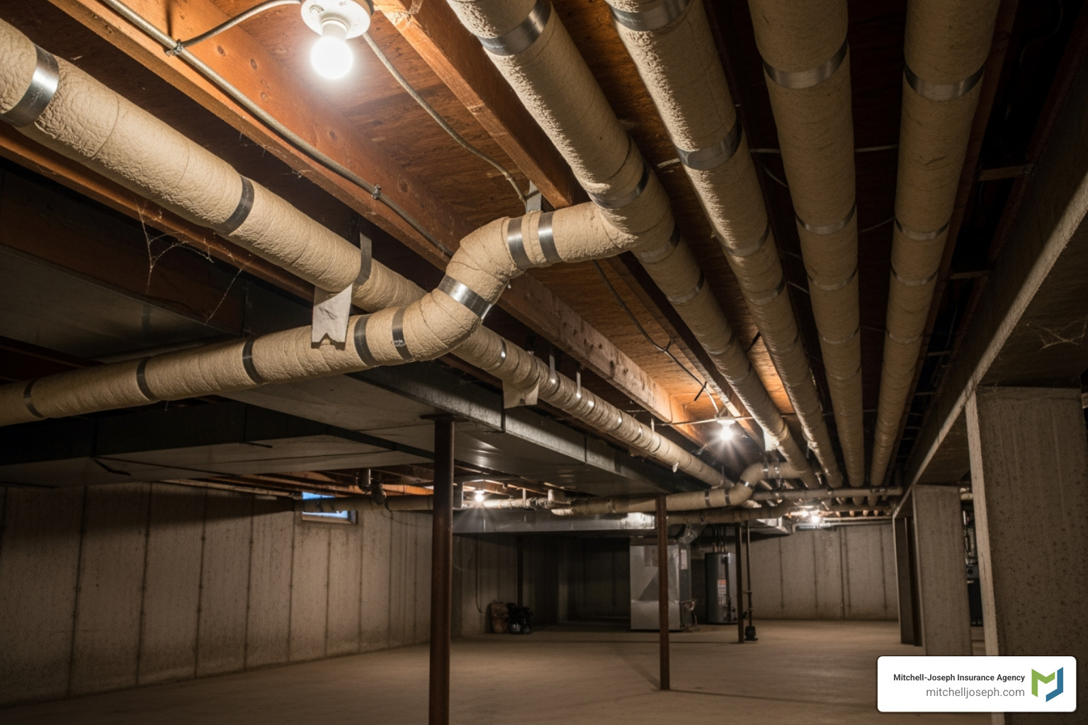 insulated pipes in a basement or crawlspace - pipe damage insurance