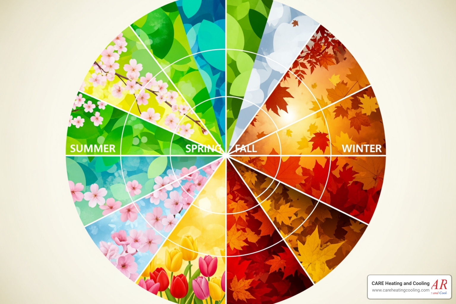 A calendar with spring and fall seasons highlighted for HVAC service - hvac maintenance worthington