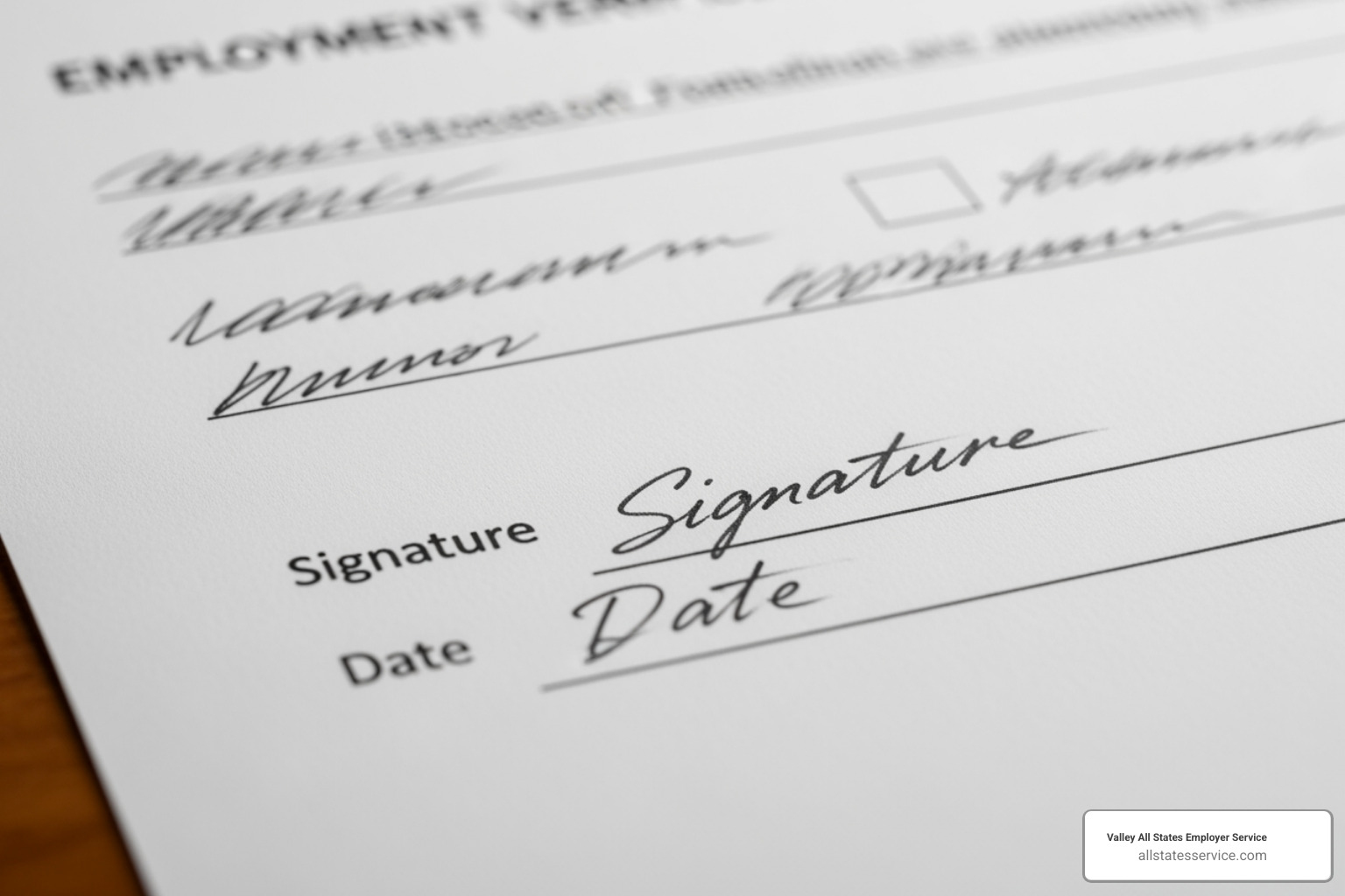 close-up on a completed Form I-9, highlighting signature and date fields - Employment eligibility checks close-up on a completed Form I-9, highlighting signature and date fields - Employment eligibility checks