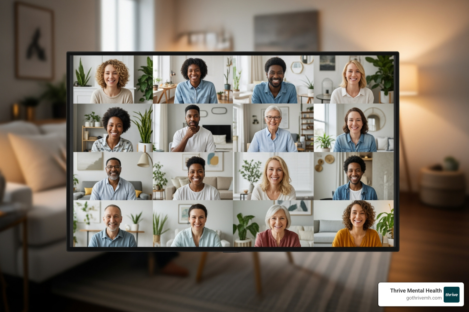 diverse group of people in a supportive virtual therapy session - What are my options for mental health treatment that's more intensive than weekly therapy but doesn't require living at a facility?