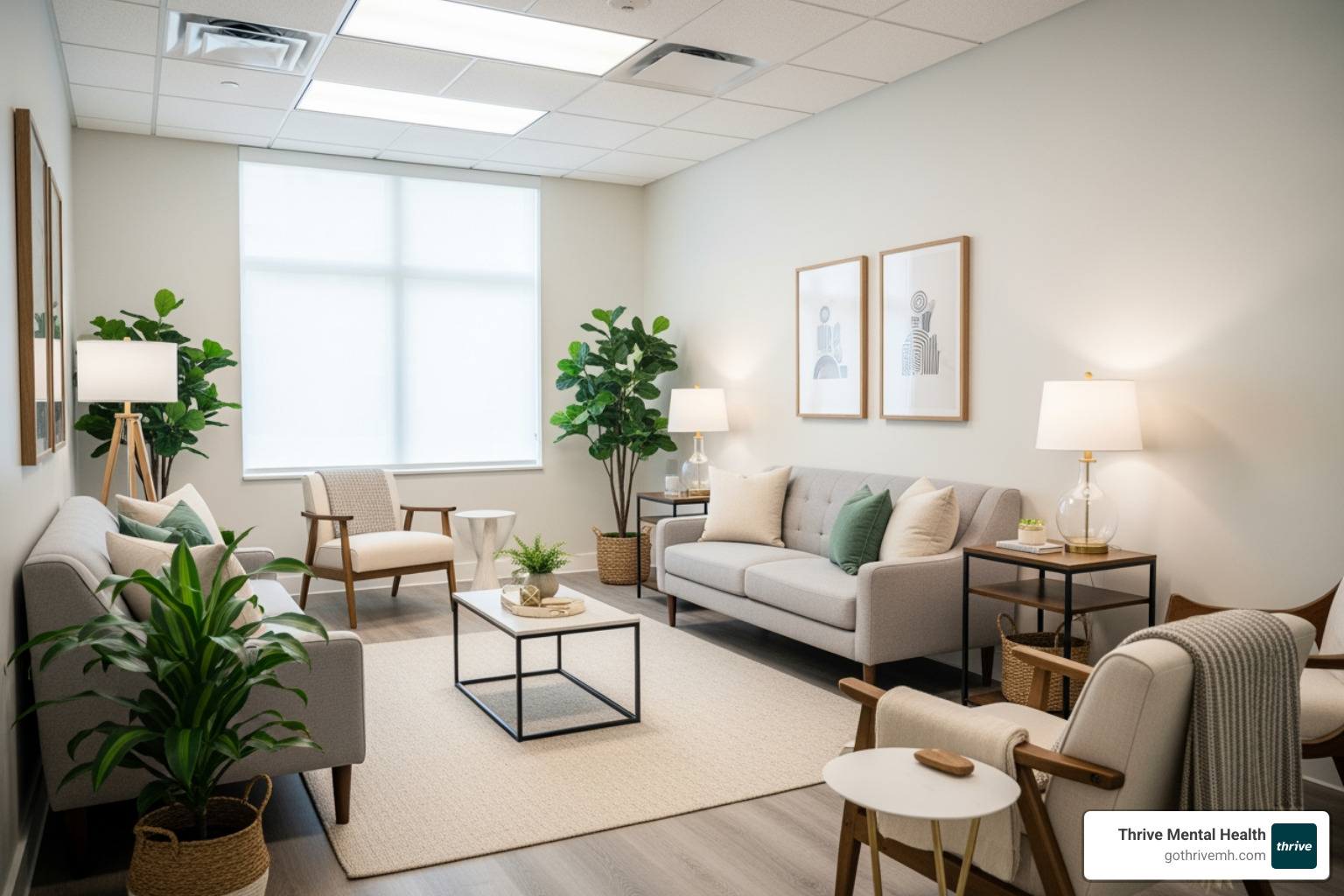 Modern Miami therapy room, calm and welcoming - Find adult outpatient mental health programs in Miami, Florida.