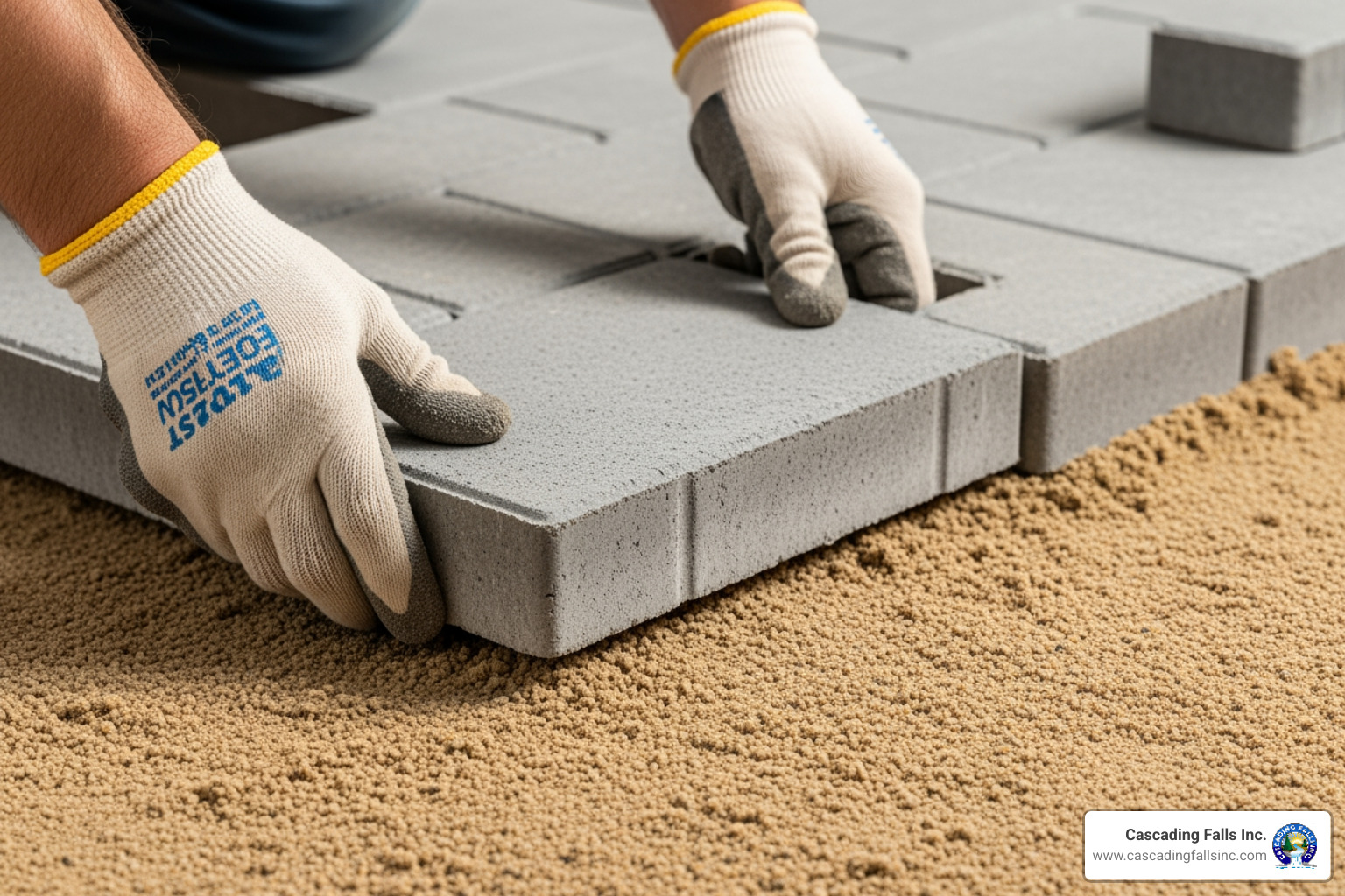 the 'click and drop' method in action - how to install a concrete paver patio