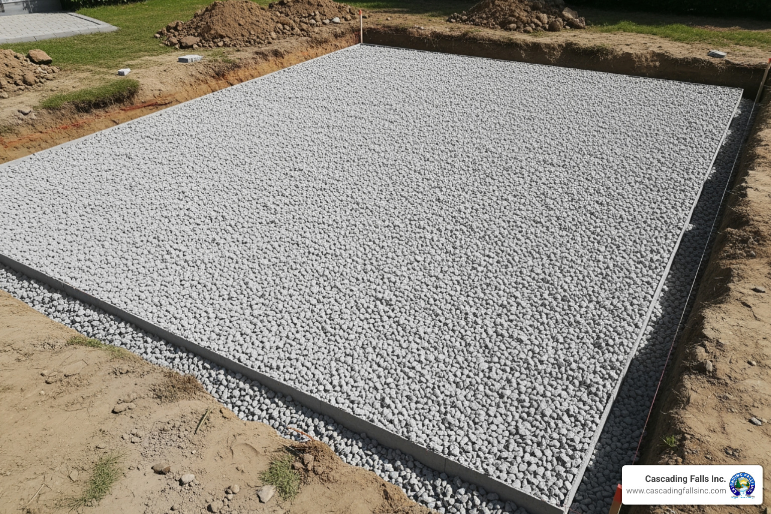 properly excavated area with a compacted gravel base - how to install a concrete paver patio