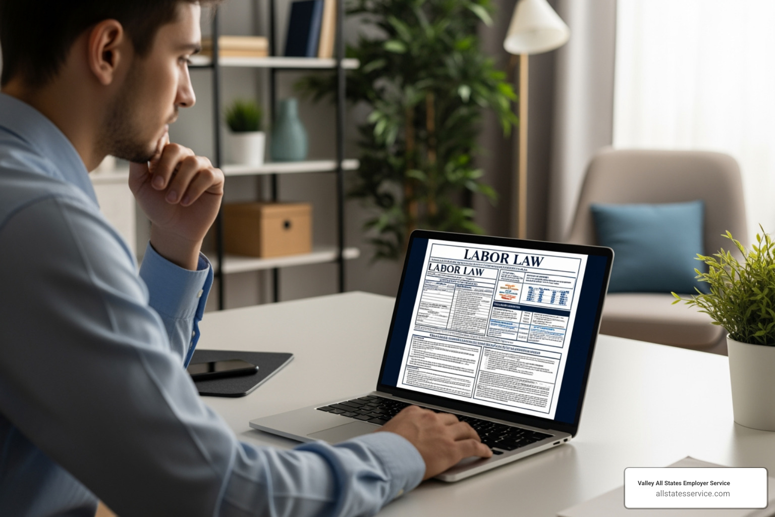 Remote worker viewing digital labor law poster on laptop - labor poster compliance maryland Remote worker viewing digital labor law poster on laptop - labor poster compliance maryland