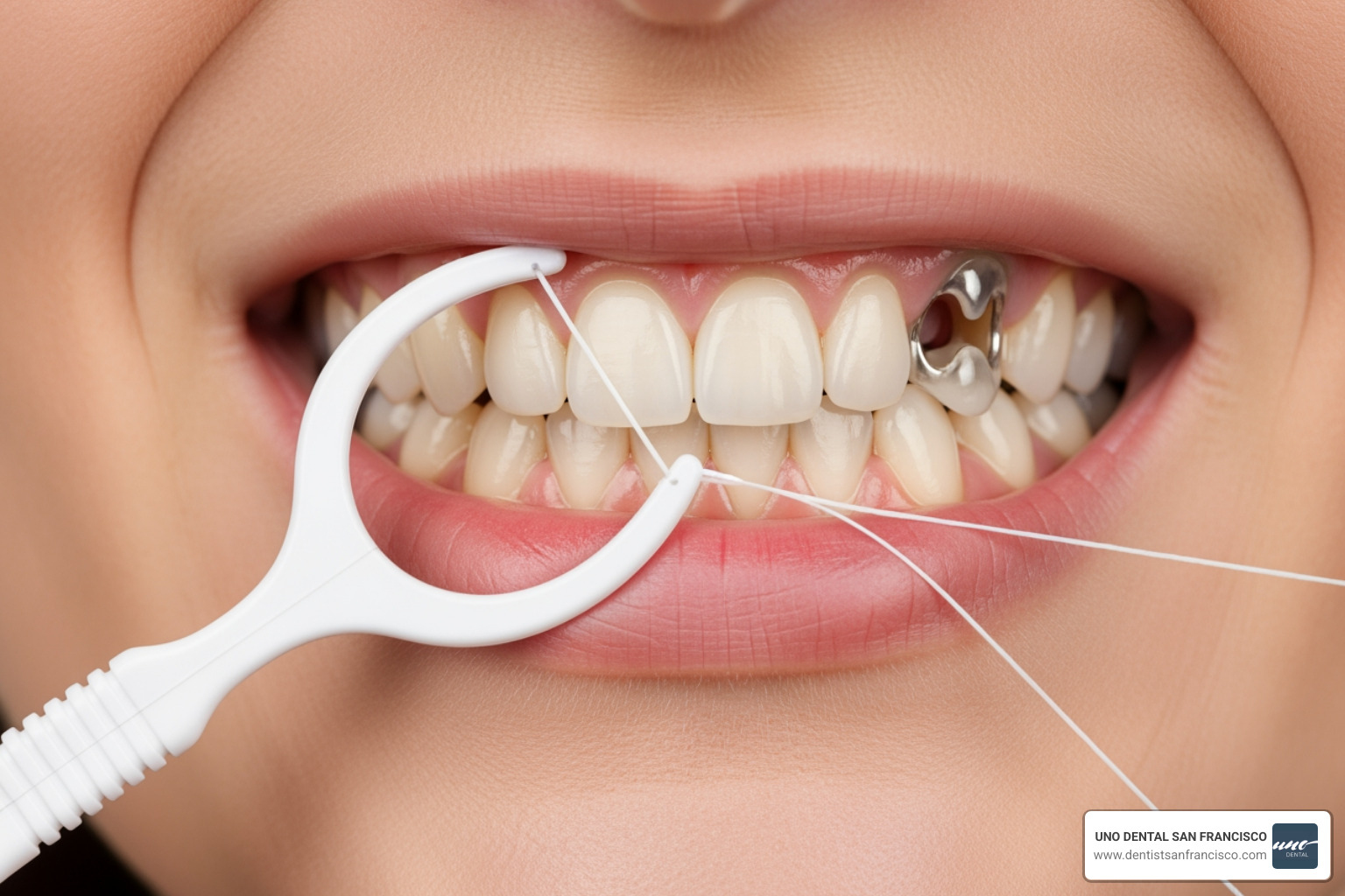 how to floss under a dental bridge with a floss threader - dental bridge San Francisco how to floss under a dental bridge with a floss threader - dental bridge San Francisco