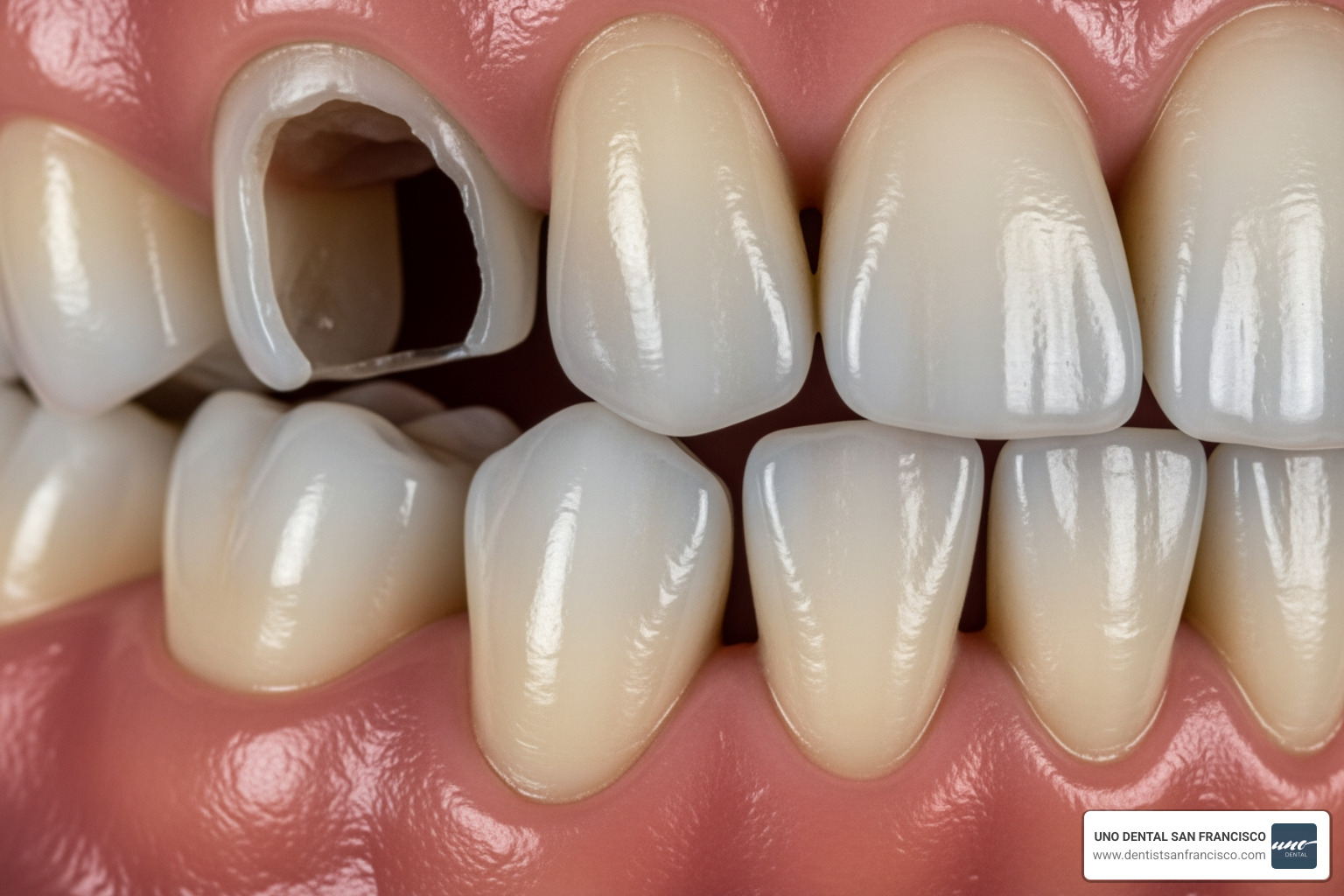 illustrating how teeth can shift into an empty gap - dental bridge San Francisco illustrating how teeth can shift into an empty gap - dental bridge San Francisco