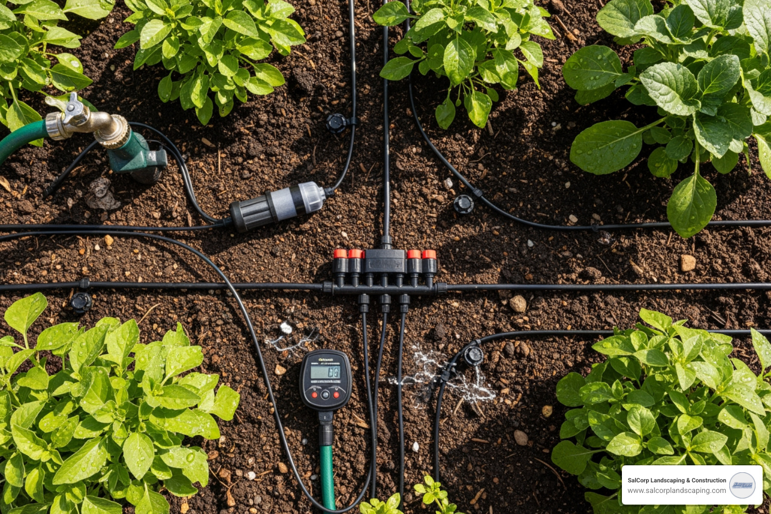 smartphone screen with smart watering app - set up automatic watering system