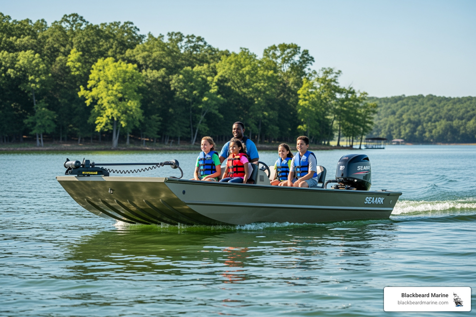 Seaark jon boat navigating the waters of Lake Texoma - trolling motor mount for jon boat Seaark jon boat navigating the waters of Lake Texoma - trolling motor mount for jon boat