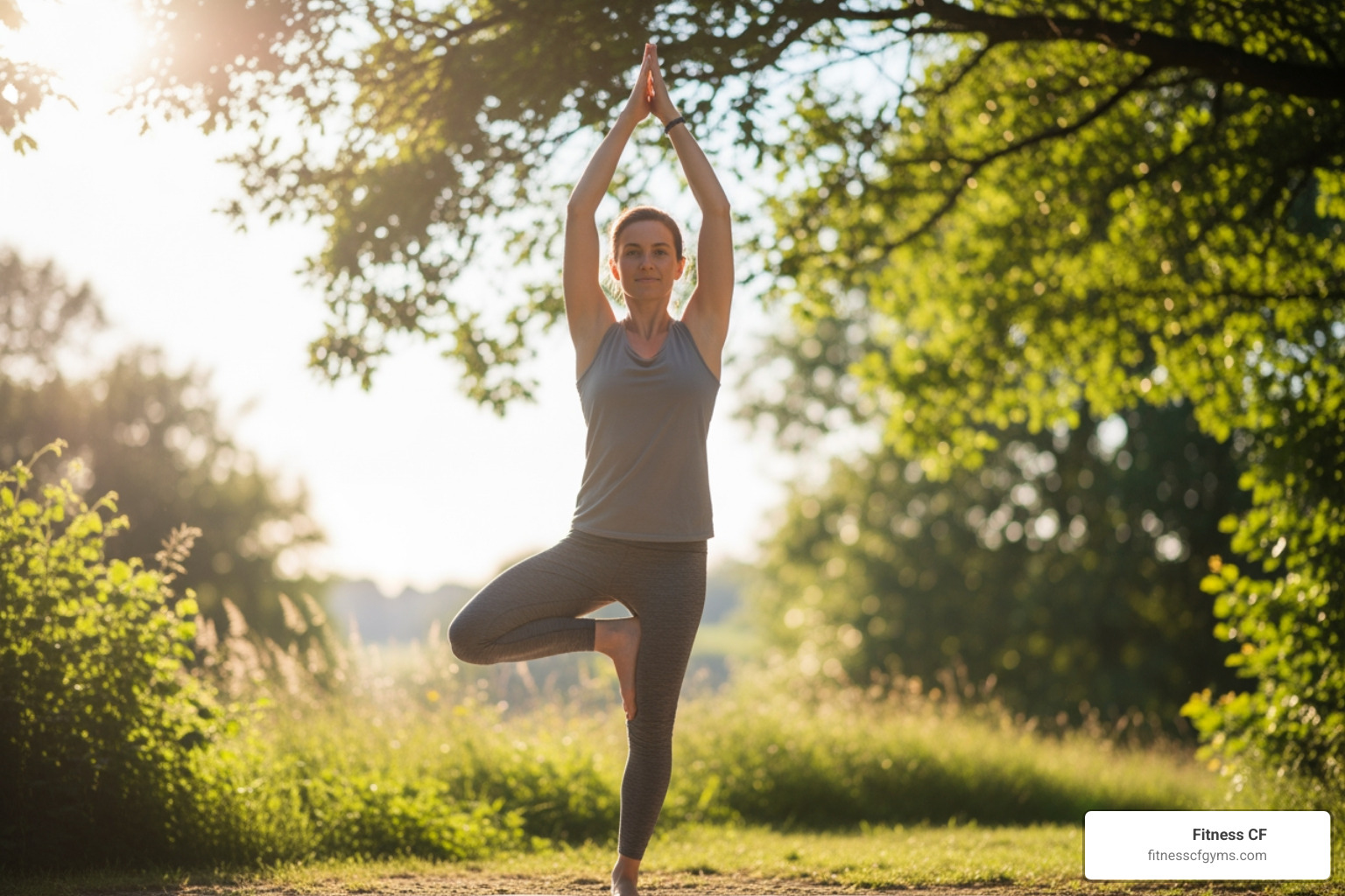 person in Hatha Tree Pose - Yoga for beginners Orlando