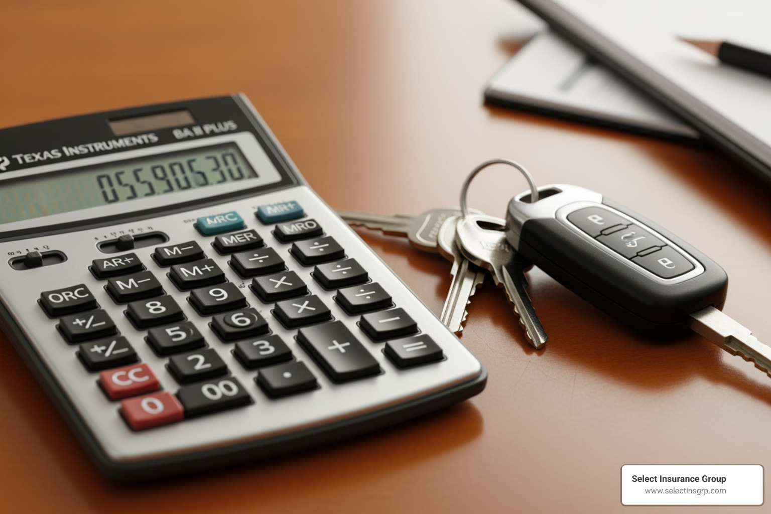of a calculator and truck keys - box truck insurance