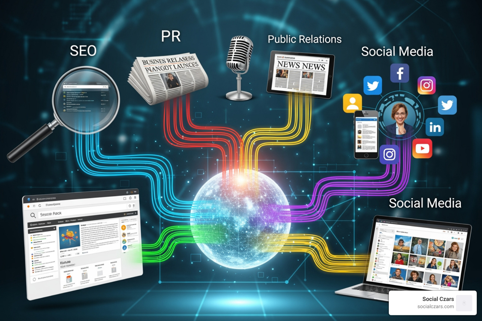 Multi-channel strategy combining SEO, PR, and social media - reputation management agency london
