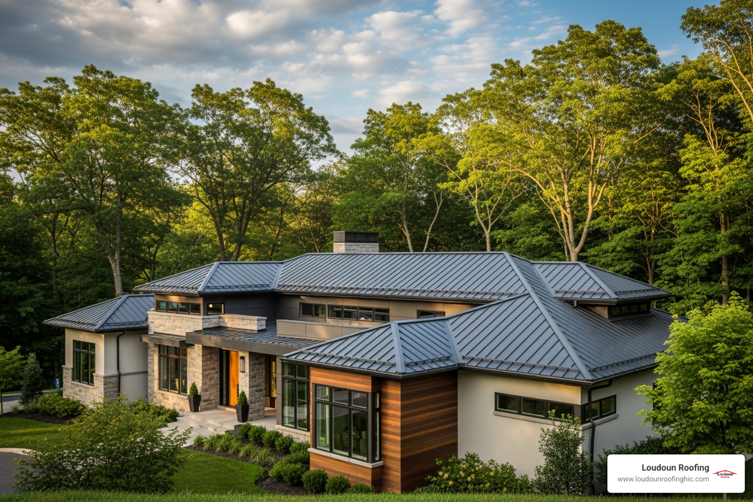 home with a metal roof, showcasing a durable material suitable for the local climate - Roofing contractor Leesburg