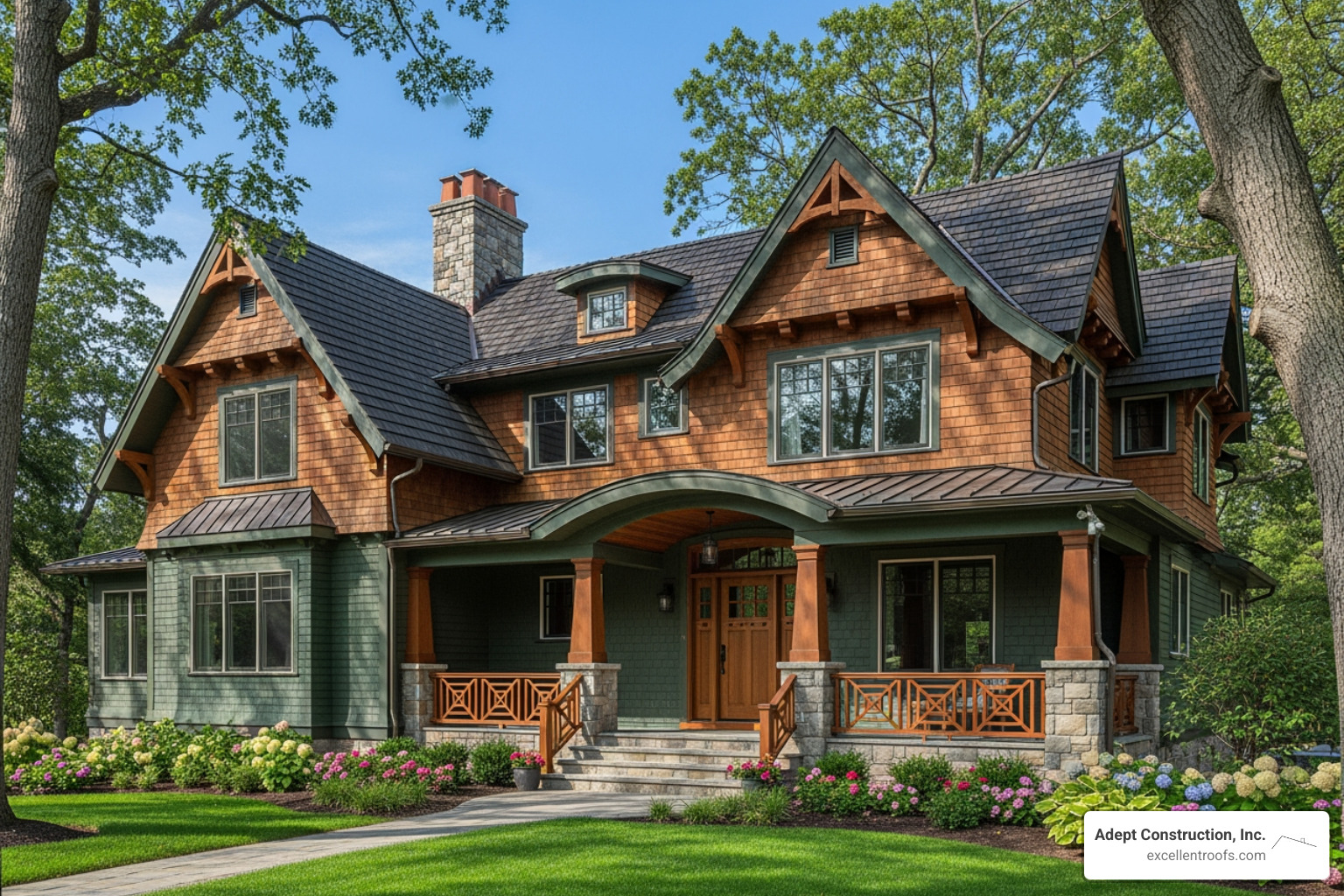 Complex roofline with intricate siding details - insulated vinyl siding cost per square foot