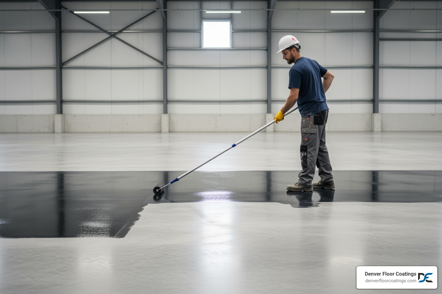 applying floor coating - warehouse floor coating
