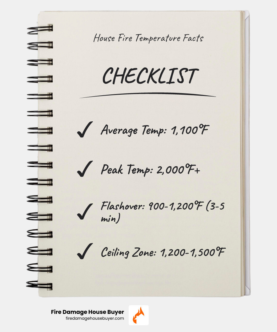 Infographic showing house fire temperature progression - house fire temperature infographic checklist-notebook Infographic showing house fire temperature progression - house fire temperature infographic checklist-notebook