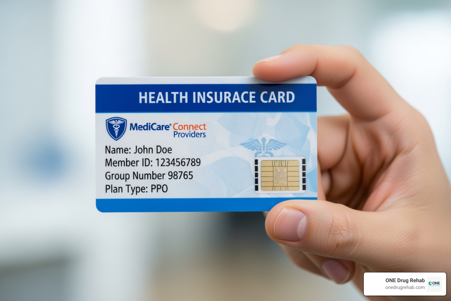 of someone holding an insurance card - how much rehab