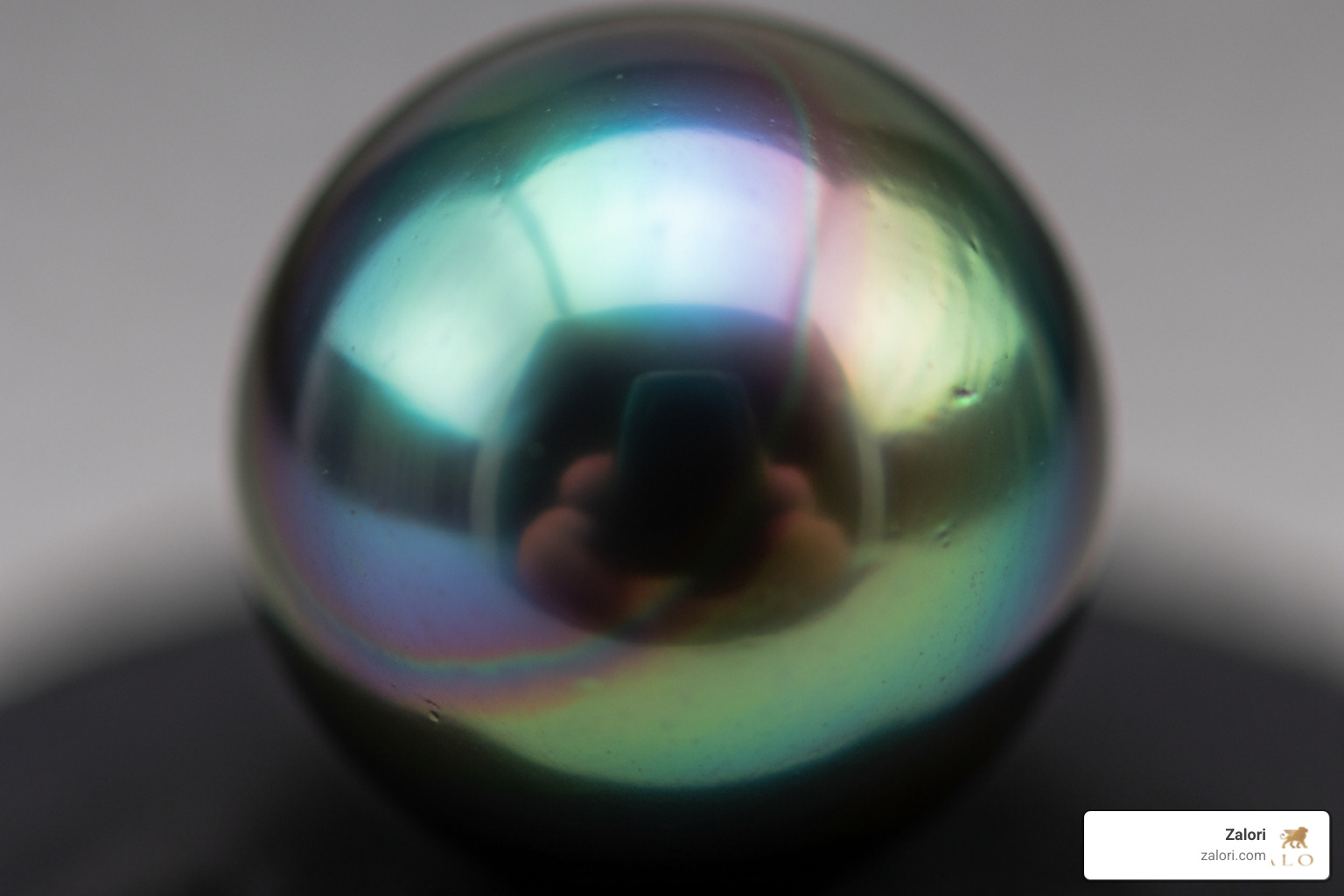 single Tahitian pearl showcasing its peacock overtones - luxury pearl jewelry