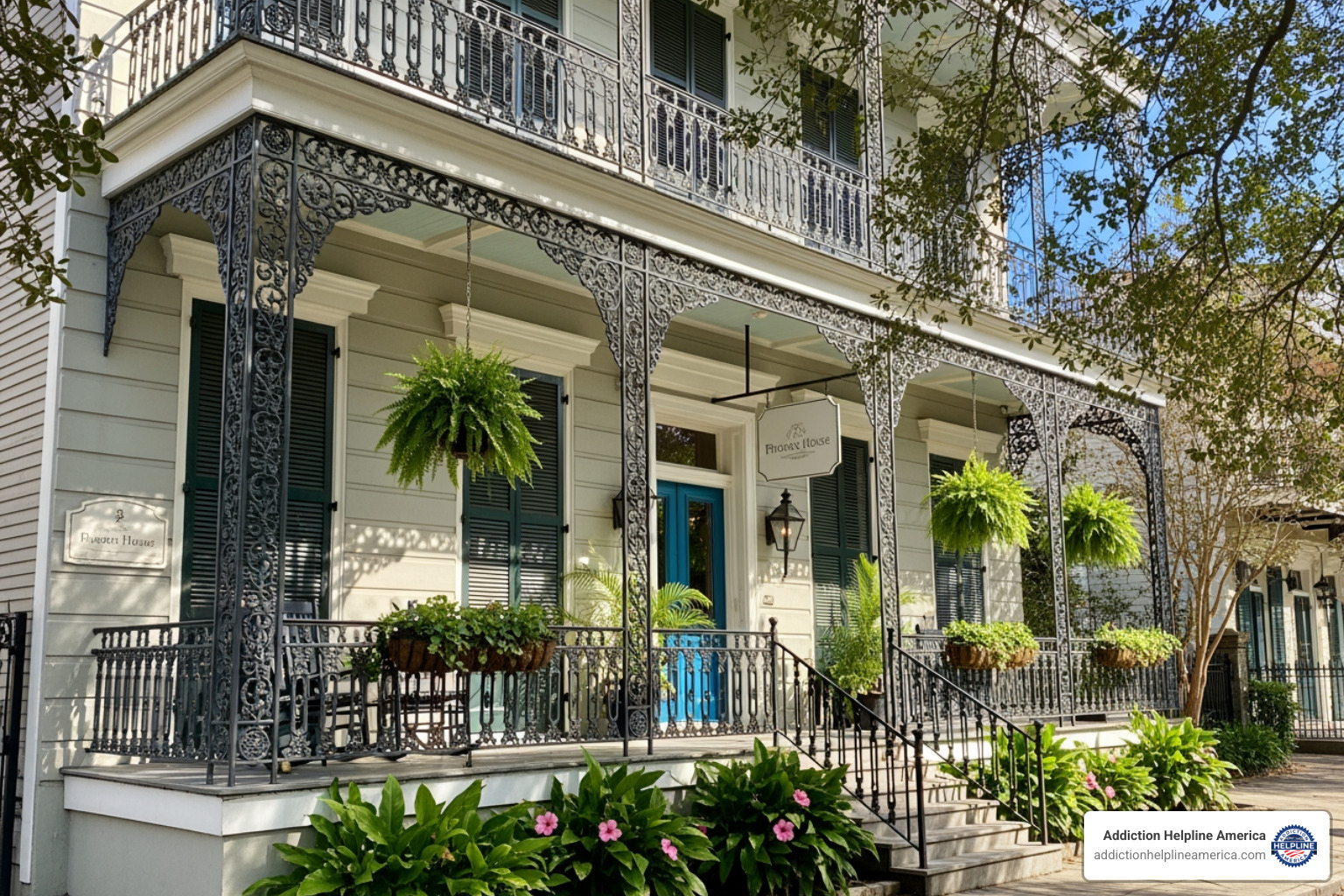 Exterior view of the Odyssey House Louisiana facility, showing a welcoming entrance - New Orleans sober living