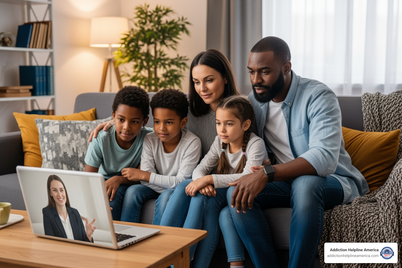 Family having a video therapy session - Family therapy New Orleans Family having a video therapy session - Family therapy New Orleans