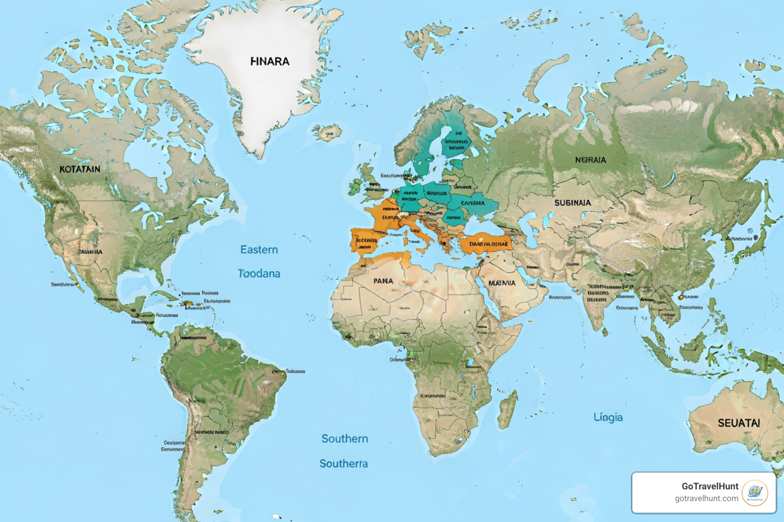 A world map highlighting budget-friendly regions in Europe. - budget travel guide A world map highlighting budget-friendly regions in Europe. - budget travel guide
