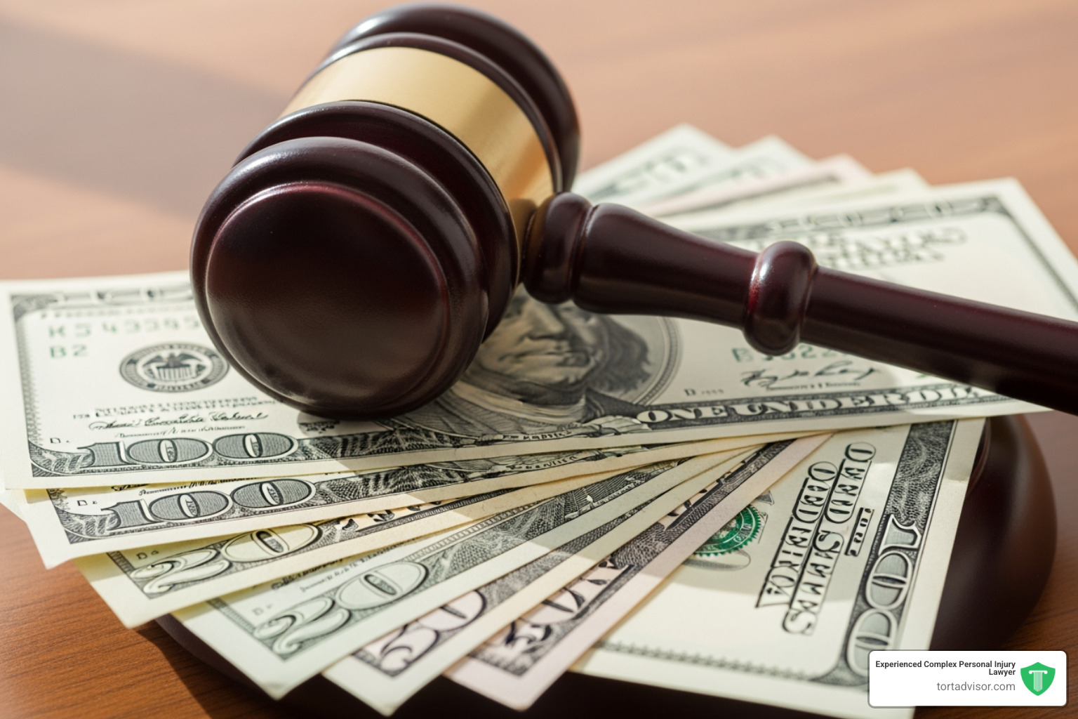 gavel on a stack of money - auto accident civil suit gavel on a stack of money - auto accident civil suit
