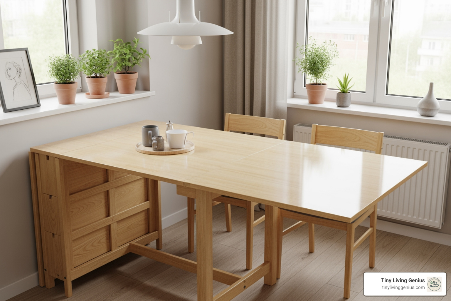 gateleg table folded and extended - creative dining table ideas for small spaces