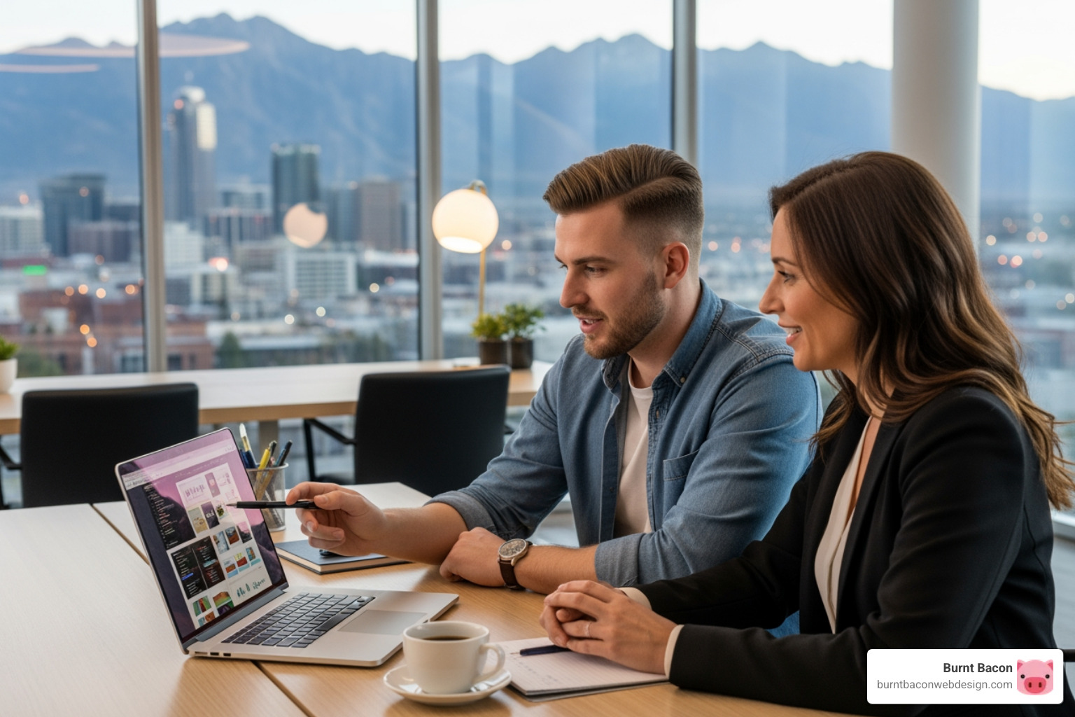 a web developer collaborating with a small business owner in a Salt Lake City-style office - WordPress site help a web developer collaborating with a small business owner in a Salt Lake City-style office - WordPress site help