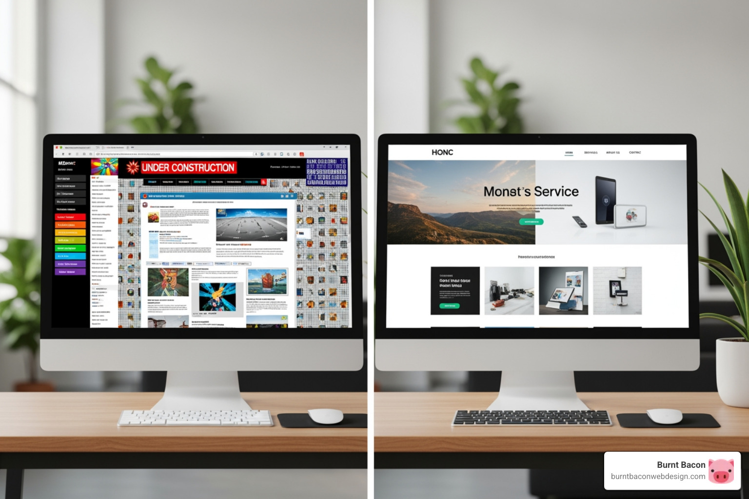 before-and-after comparison of a website - website design company salt lake city