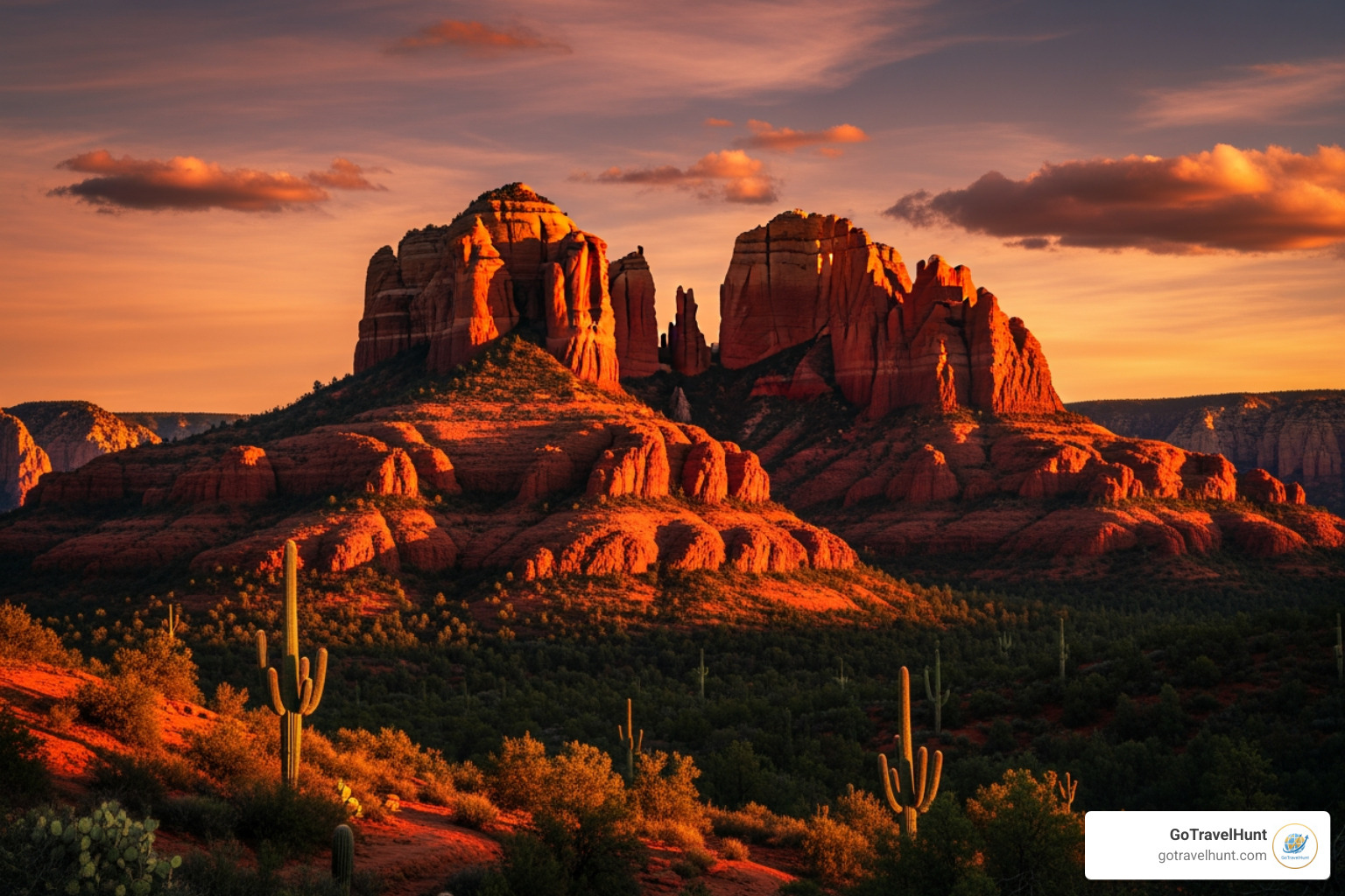 red rocks in Sedona at sunset - cheap weekend getaway destinations red rocks in Sedona at sunset - cheap weekend getaway destinations