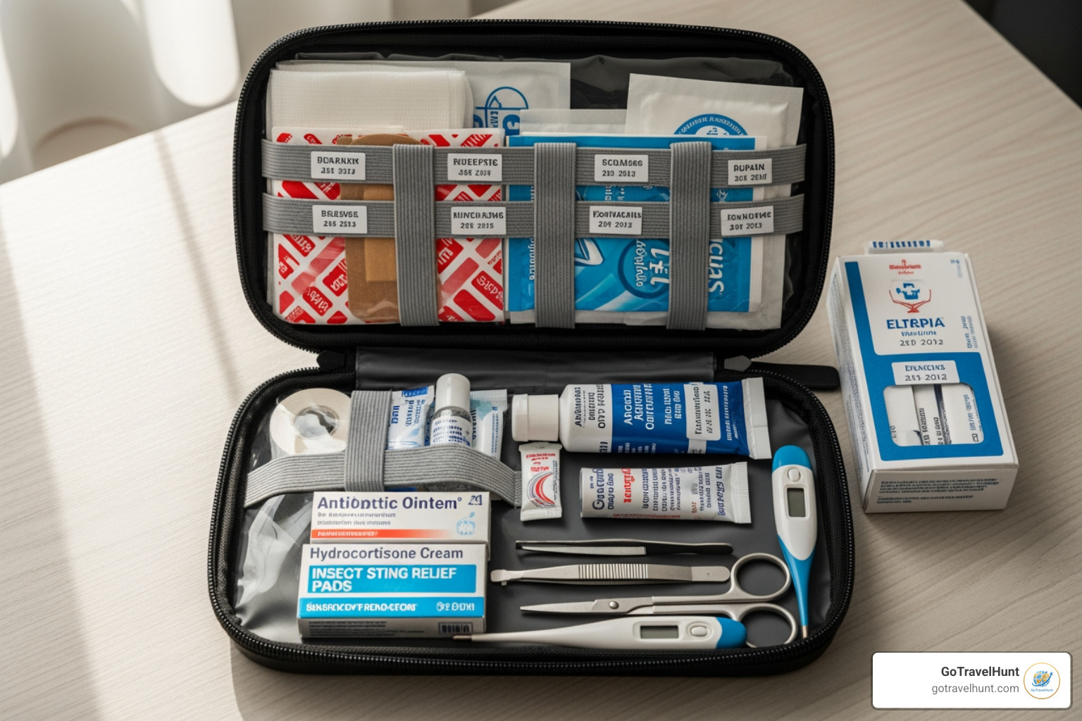 well-organized travel first-aid kit - family travel safety tips well-organized travel first-aid kit - family travel safety tips