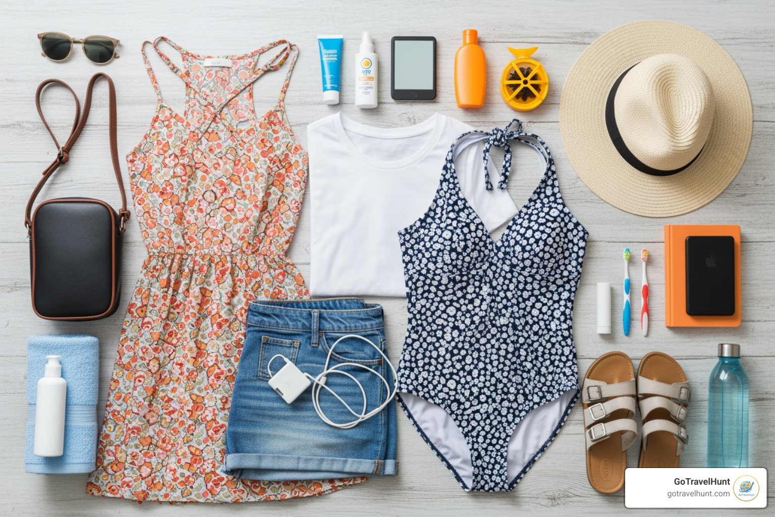 Clear, hanging toiletry bag filled with travel-sized bottles - weekend trip packing list summer Clear, hanging toiletry bag filled with travel-sized bottles - weekend trip packing list summer