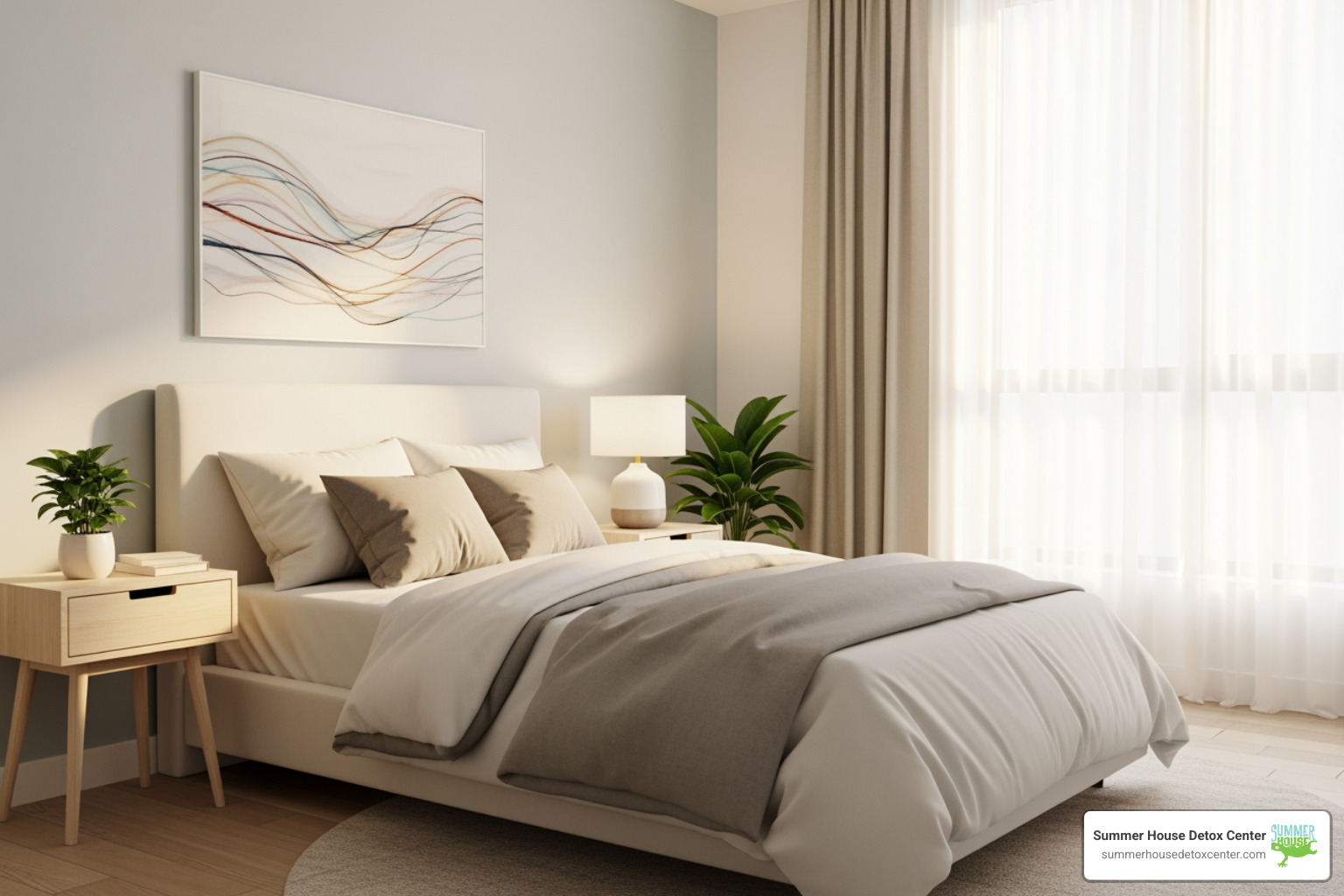 Comfortable and secure room at Summer House Detox Center - which medication class is commonly used to manage alcohol withdrawal