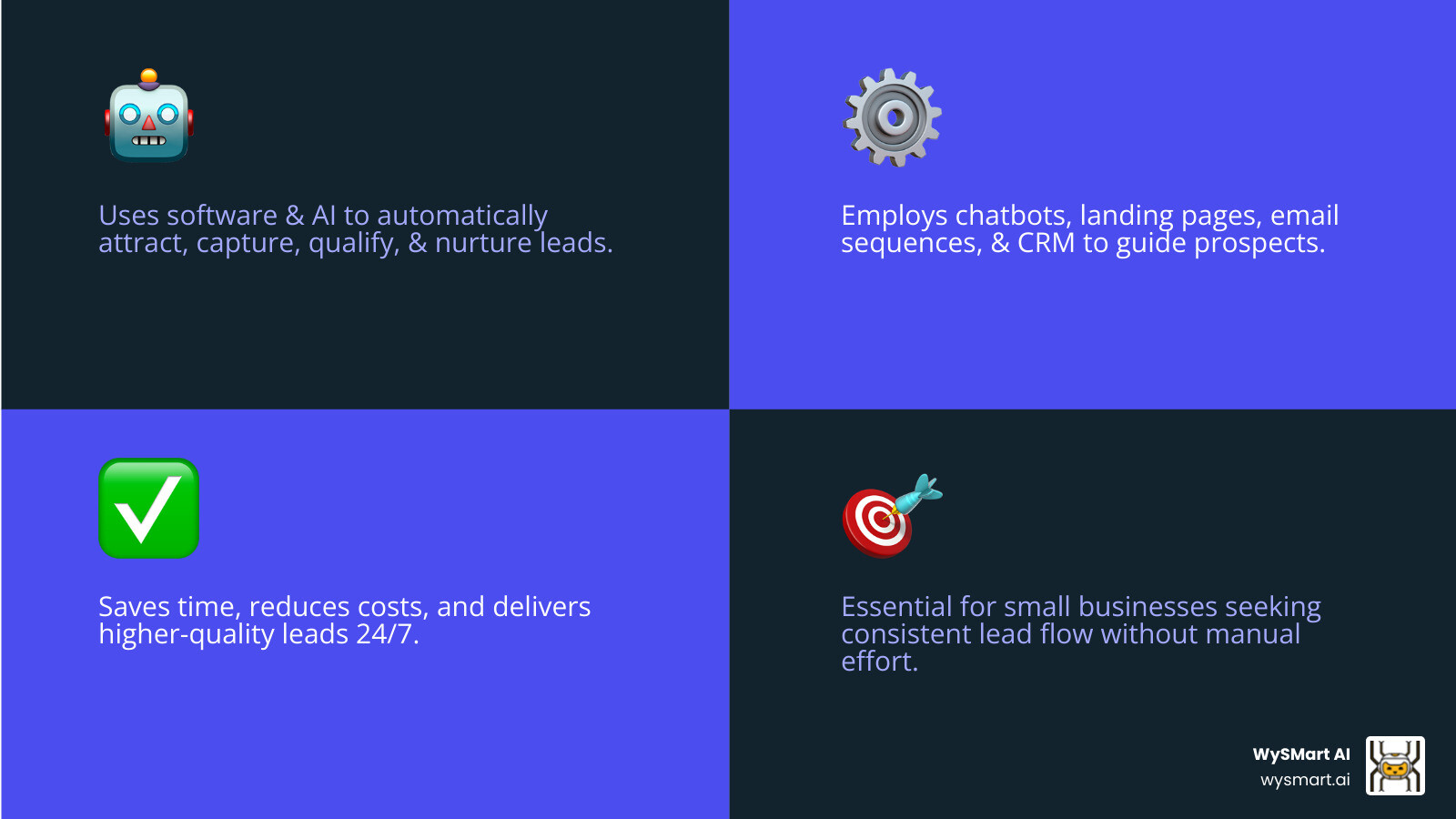 infographic showing the customer journey through automated lead generation - Automated lead generation infographic 4_facts_emoji_blue