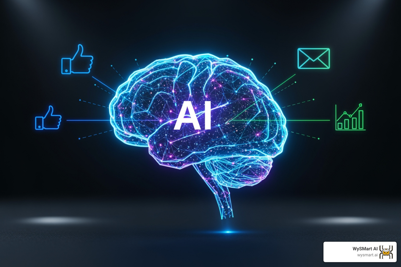 AI brain icon integrated with digital marketing channel icons - Automated lead generation